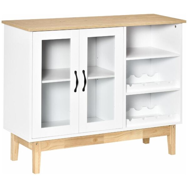 dechome 208801 credenza moderna con cantinetta portabottiglie a 3 ripiani in mdf e truciolato 103x34x80cm bianco - 208801