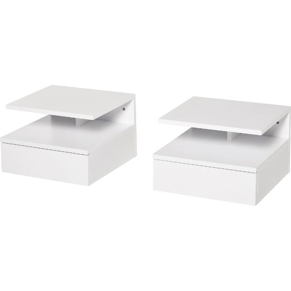 dechome 338ek831 set 2 comodini sospesi per camera da letto con cassetto e mensola superiore in legno 35x32x22.5 cm colore bianco - 338ek831