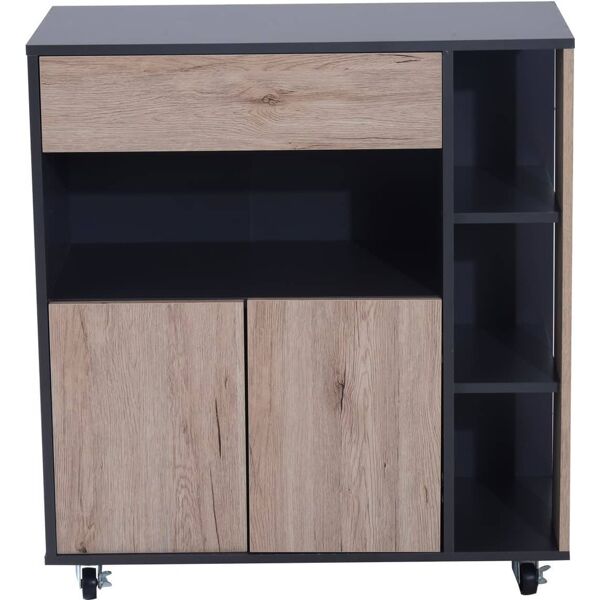 dechome 8010d7 mobiletto ausiliario da cucina mu ltiuso in legno con ruote 80x39x86.5 cm - 8010d7