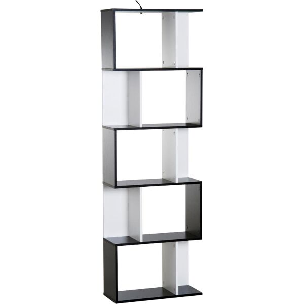 dechome 833450bk libreria da muro moderna 5 ripiani in legno 60x24x1184.5 cm colore bianco/nero - 833450bk