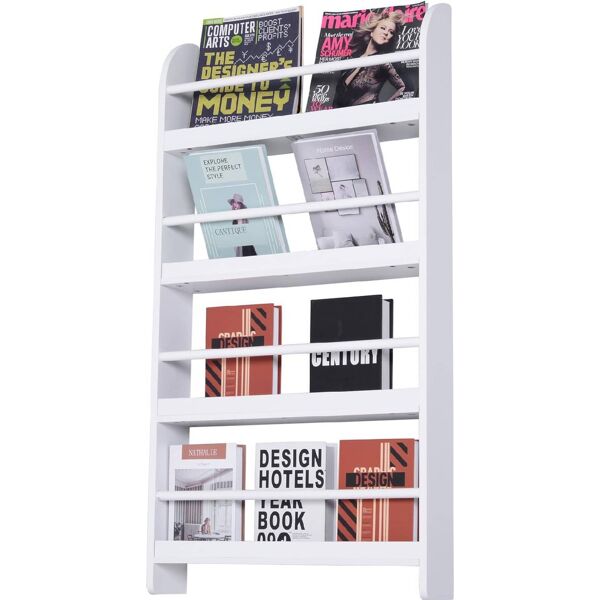 dechome 844dh35 libreria scaffale da parete 4 mensole in legno bianco 59x12x113 cm - 844dh35