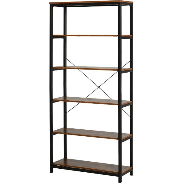 dechome 836d75 libreria in stile industriale vintage con 6 mensole in legno e metallo nero - 836d75