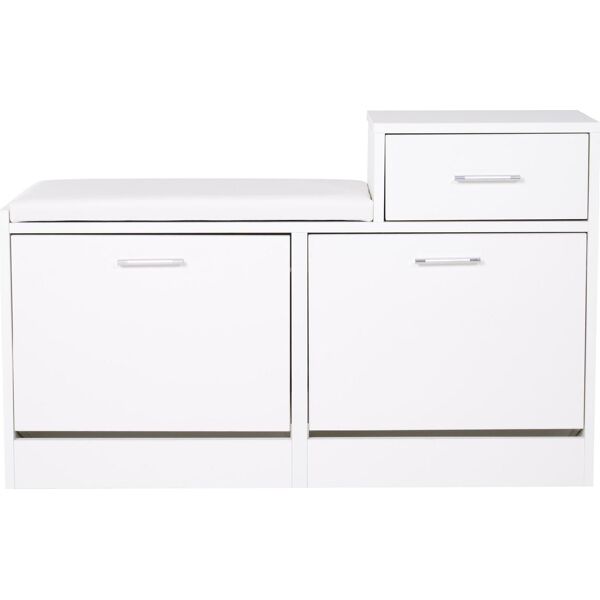 dechome 837014 scarpiera 3 scomparti con seduta con cuscino bianco 94 5x57x30 cm - 837014