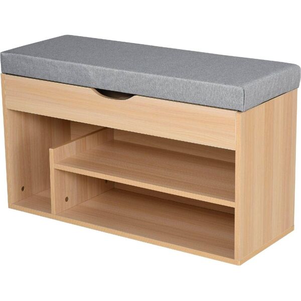 dechome 877dh52 panca scarpiera in legno con seduta imbottita e scomparto nascosto 80x30x48 cm - 877dh52