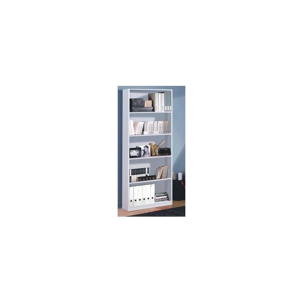 fores habitat 005626a libreria in legno 4 ripiani 80x28x201h cm colore bianco - 005626a linea stylus