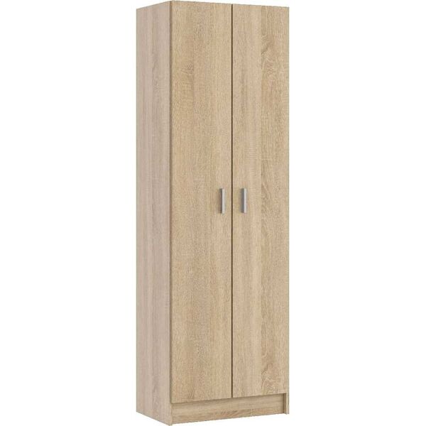 fores habitat 007146f armadio 2 ante con 7 ripiani in legno 59x37x180h cm colore rovere - 007146f