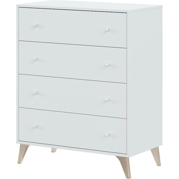 fores habitat 007804a cassettiera 4 cassetti in legno 77.5x40x95h cm colore bianco - 007804a - sweet