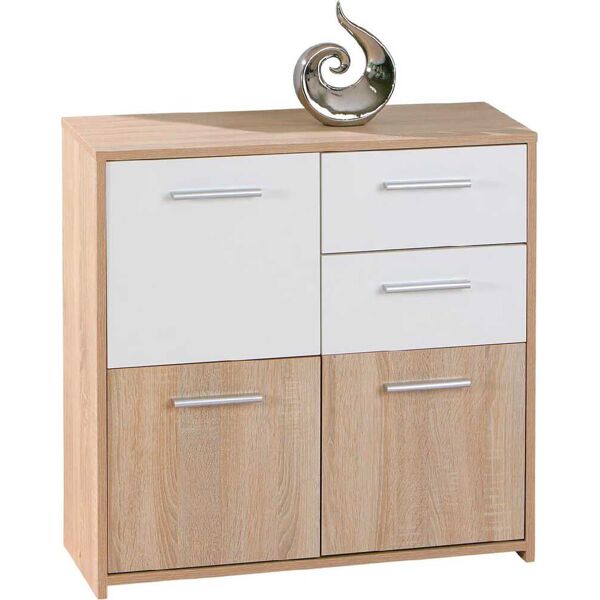 inter link 19300350 mobile buffet 3 ante / 2 cassetti in legno 77x30x77h cm colore bianco / rovere - 19300350 eboli