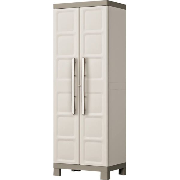 keter hl18 armadio da esterno armadietto 2 ante 4 ripiani in polipropilene 65x45x182 cm colore beige/grigio - hl18