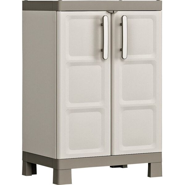 keter hl97 armadio da esterno armadietto 2 ante 2 ripiani in polipropilene 65x45x97 cm colore beige/grigio - hl97