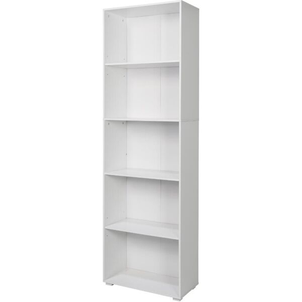 king home a1505004 libreria 5 ripiani 60x30x195 cm piedini silver colore bianco - a1505004