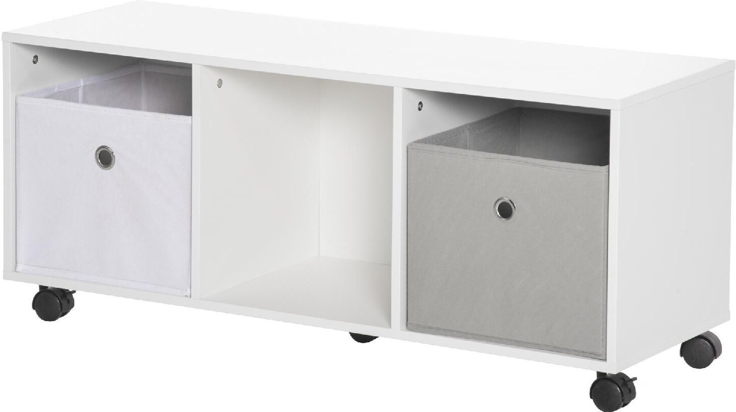 dechome 043wt311 mobiletto portagiochi per bambini 3-12 anni con ruote e salvaspazio 90x30x37.9cm bianco - 043wt311