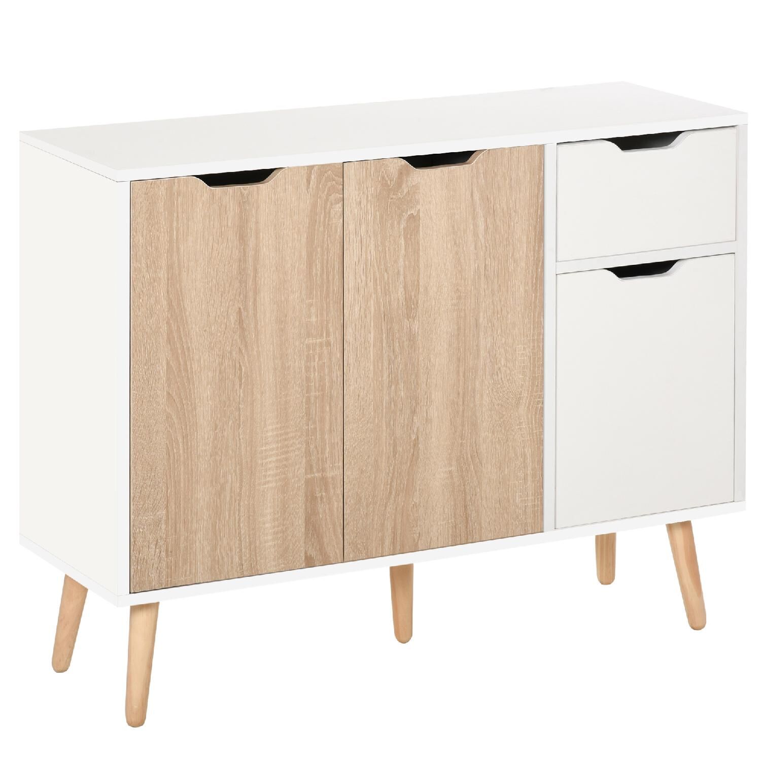 dechome 117nd837 mobile multiuso in legno con cassetto e armadietti in stile nordico 90x30x72cm - 117nd837