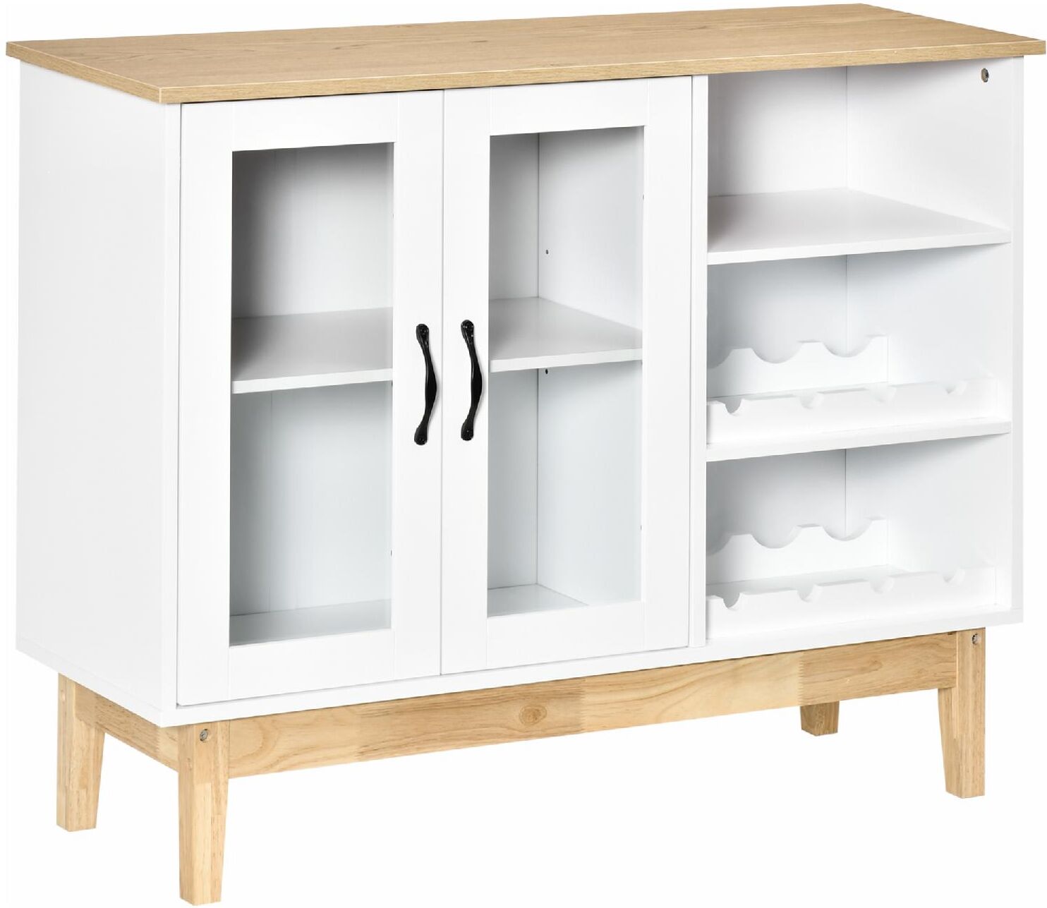 dechome 208801 credenza moderna con cantinetta portabottiglie a 3 ripiani in mdf e truciolato 103x34x80cm bianco - 208801