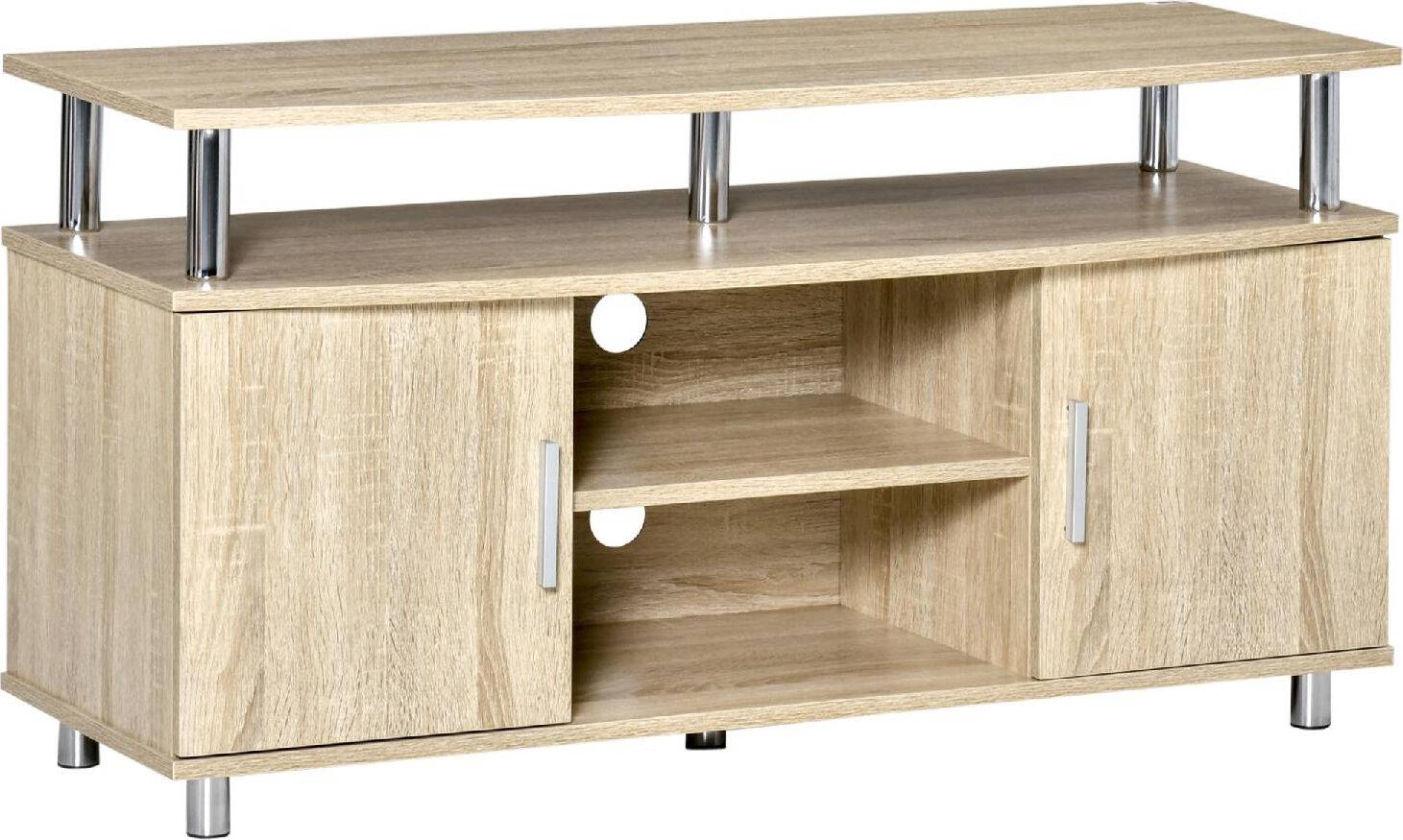 dechome 241ak mobile tv moderno con 2 ripiani fori passacavi e 2 armadietti in mdf 105x40x55 cm colore legno - 241ak