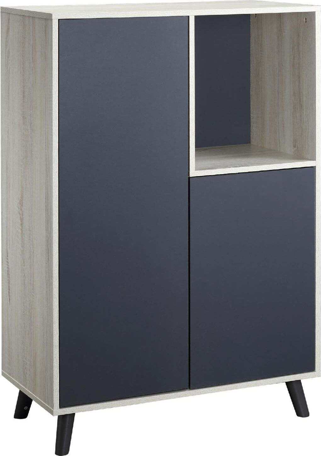 dechome 303v01/836 libreria moderna in legno con 2 ante vano aperto grigio scuro 303v01836