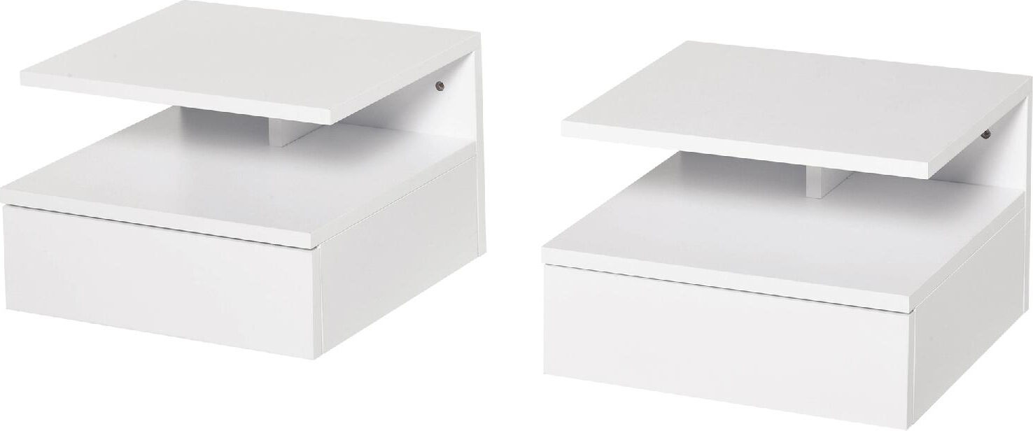 dechome 338ek831 set 2 comodini sospesi per camera da letto con cassetto e mensola superiore in legno 35x32x22.5 cm colore bianco - 338ek831