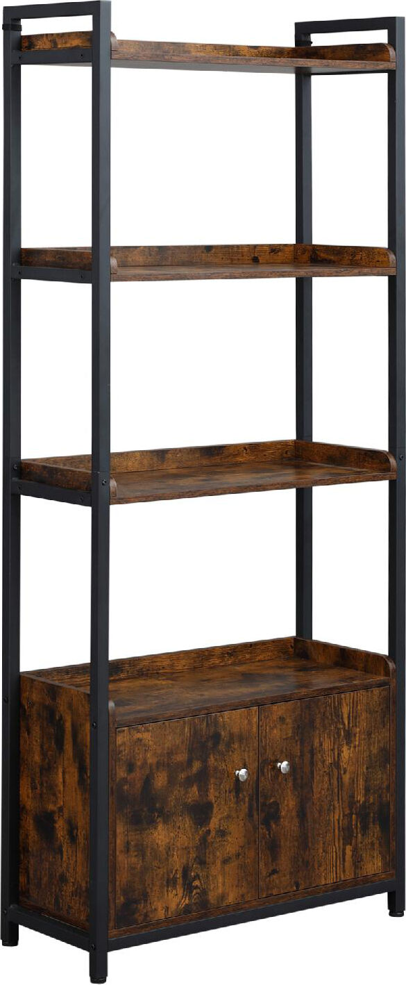 dechome 387/836 mobile libreria 4 ripiani con armadietto a 2 ante in stile industriale per casa e ufficio 75x30x180cm marrone - 387/836