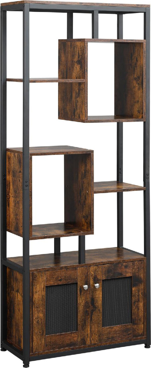 dechome 388/836 libreria 8 ripiani con armadietto a 2 ante 70x30x180cm marrone 388836