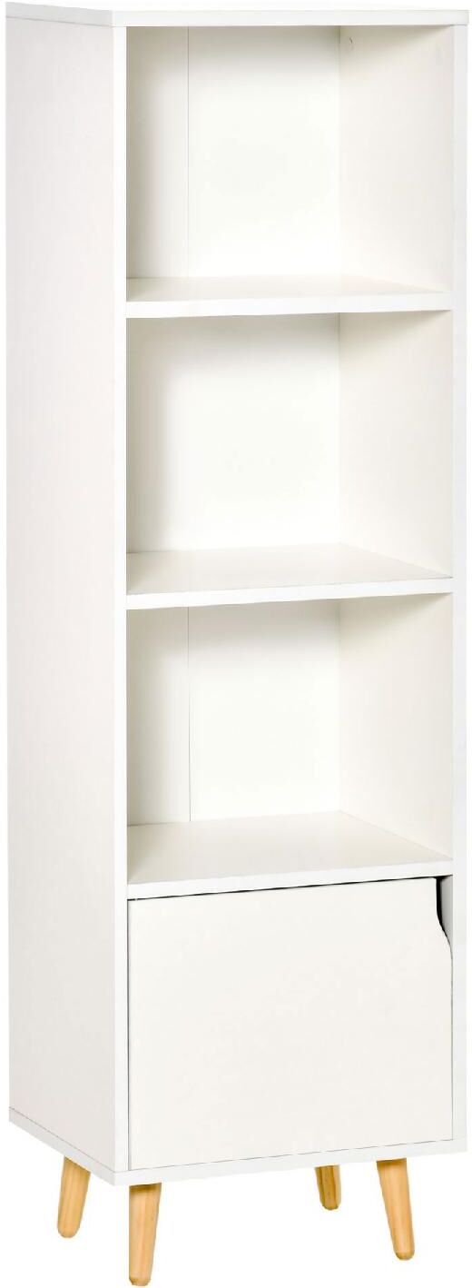 dechome 485wt836 scaffale libreria con 3 ripiani e 1 armadietto in legno 40x30x129.5cm bianco - 485wt836