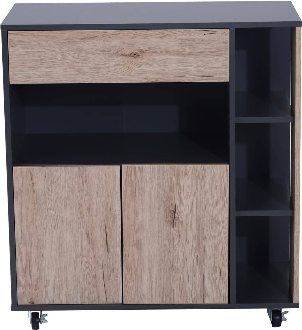 dechome 8010d7 mobiletto ausiliario da cucina mu ltiuso in legno con ruote 80x39x86.5 cm - 8010d7