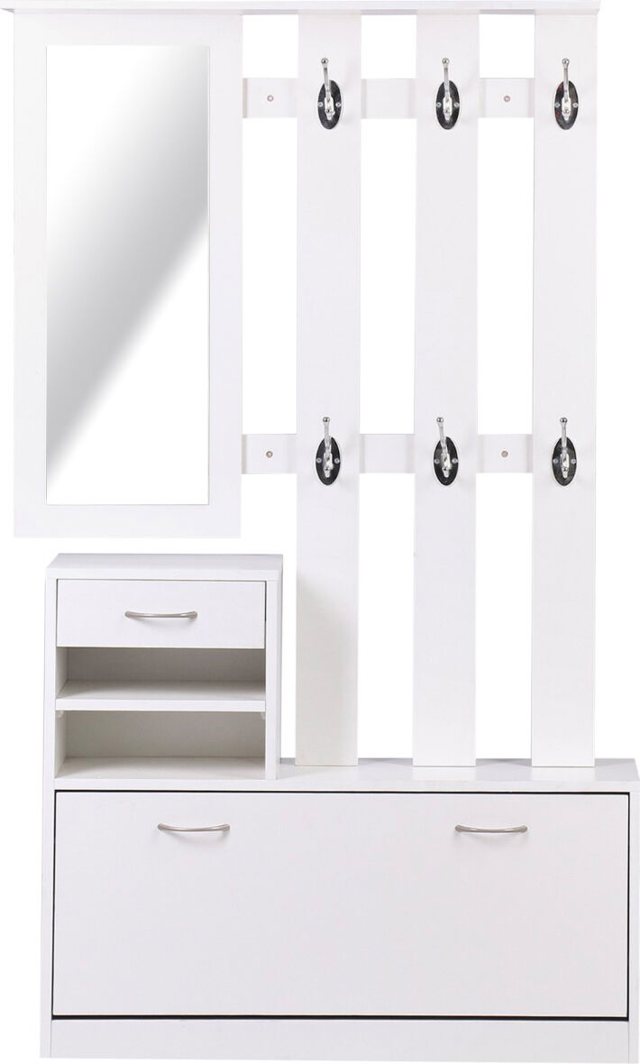 dechome 831146gt mobile ingresso con scarpiera e appendiabiti e specchio in legno colore bianco - 831146gt