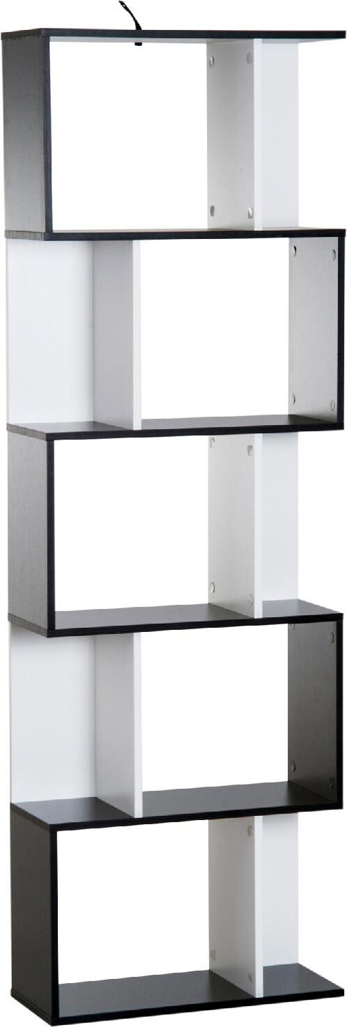 dechome 833450bk libreria da muro moderna 5 ripiani in legno 60x24x1184.5 cm colore bianco/nero - 833450bk