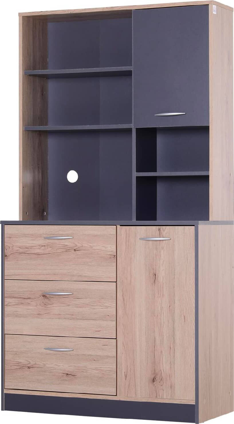 dechome 835067 mobile da cucina 4 ripiani in legno rovere e nero 90x39x169 cm - 835067