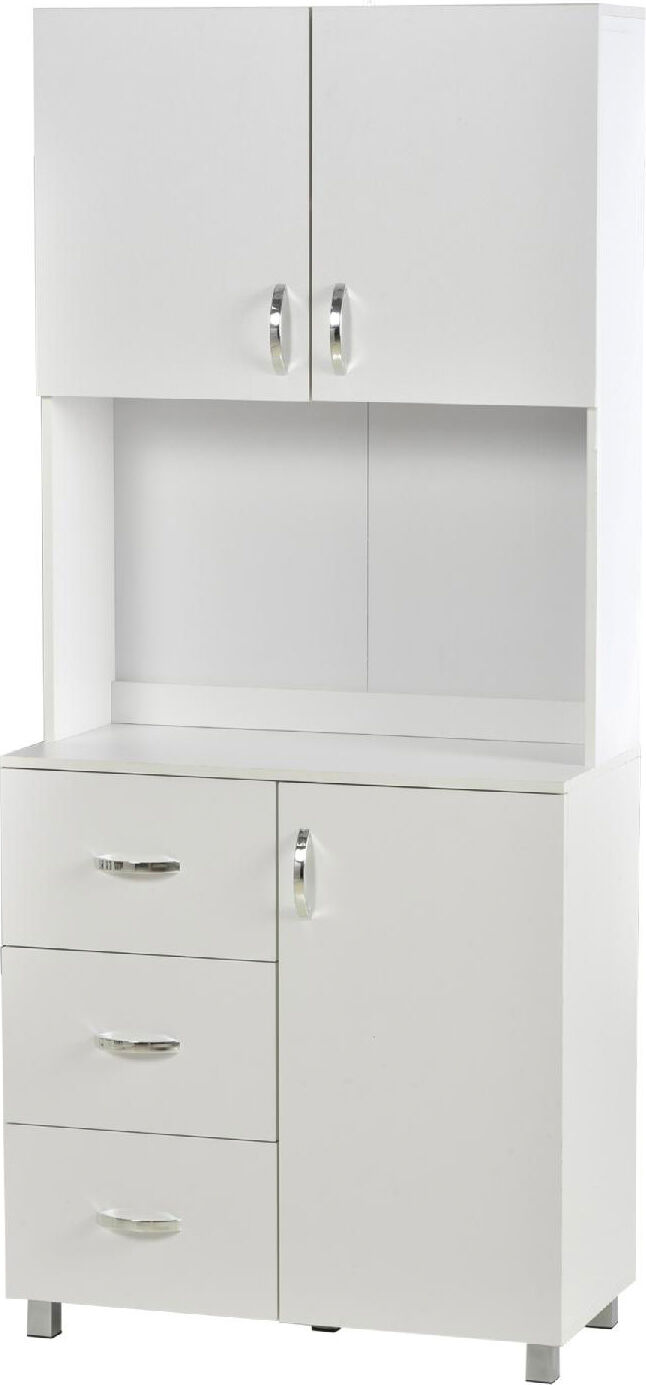 dechome 835d43 credenza in legno bianco con 2 armadietti 1 scaffale aperto e 3 cassetti - 835d43