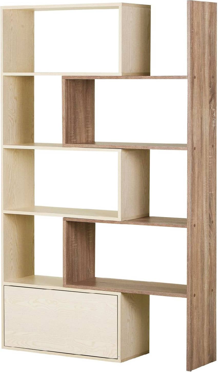 dechome 83611dak libreria scaffale a ripiani salvaspazio per soggiorno in legno 141x29x176 cm bianco rovere - 83611dak