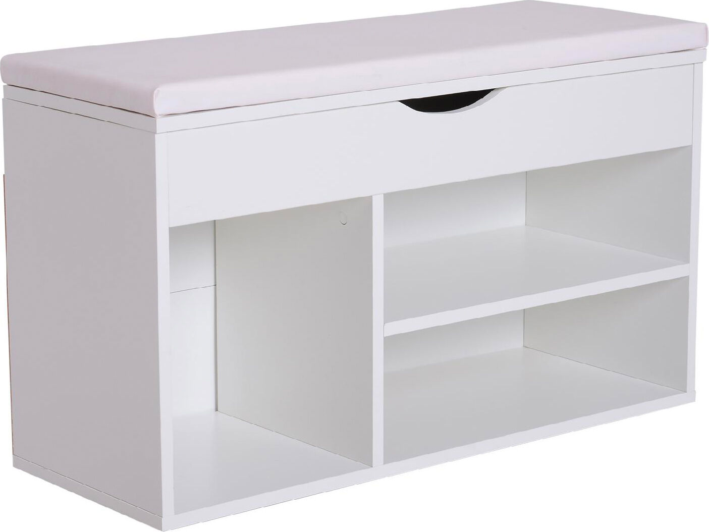 dechome 873dh05 scarpiera panca da ingresso con sedile imbottito riba ltabile in legno bianco 80x30x47 cm - 873dh05