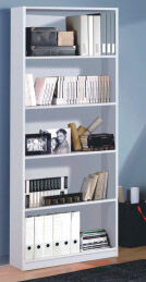 fores habitat 005626a libreria in legno 4 ripiani 80x28x201h cm colore bianco - 005626a linea stylus