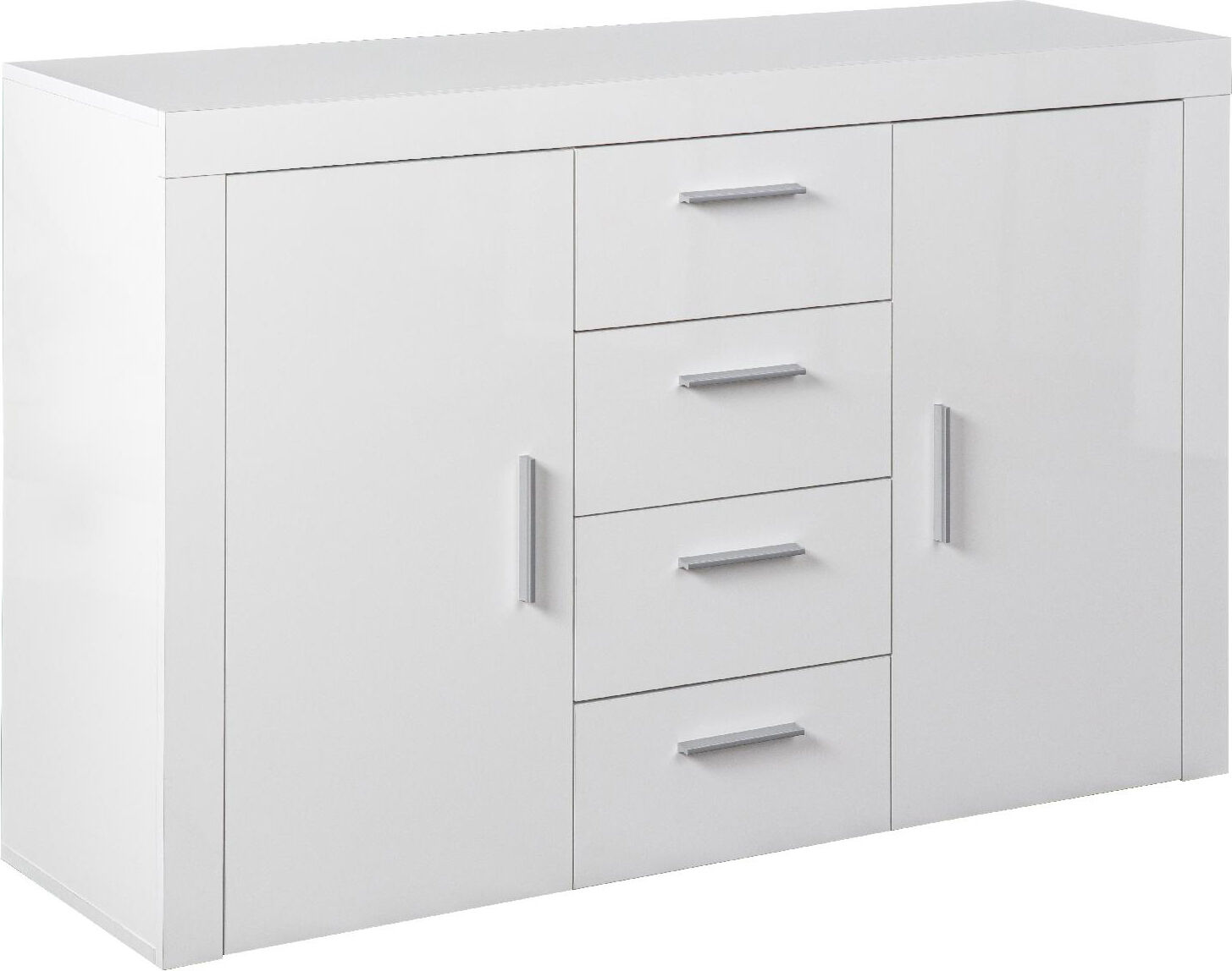 inter link 19606100 mobile buffet 2 ante / 4 cassetti in legno truciolare 134x40x86 cm colore bianco - 19606100