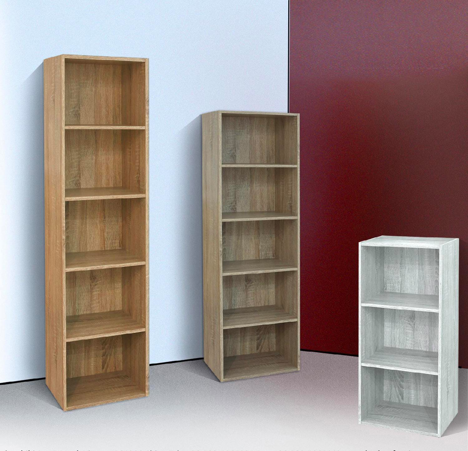 nbrand bookcase libreria verticale a colonna in legno 4 ripiani 40x29x132h cm colore rovere nordik - ready