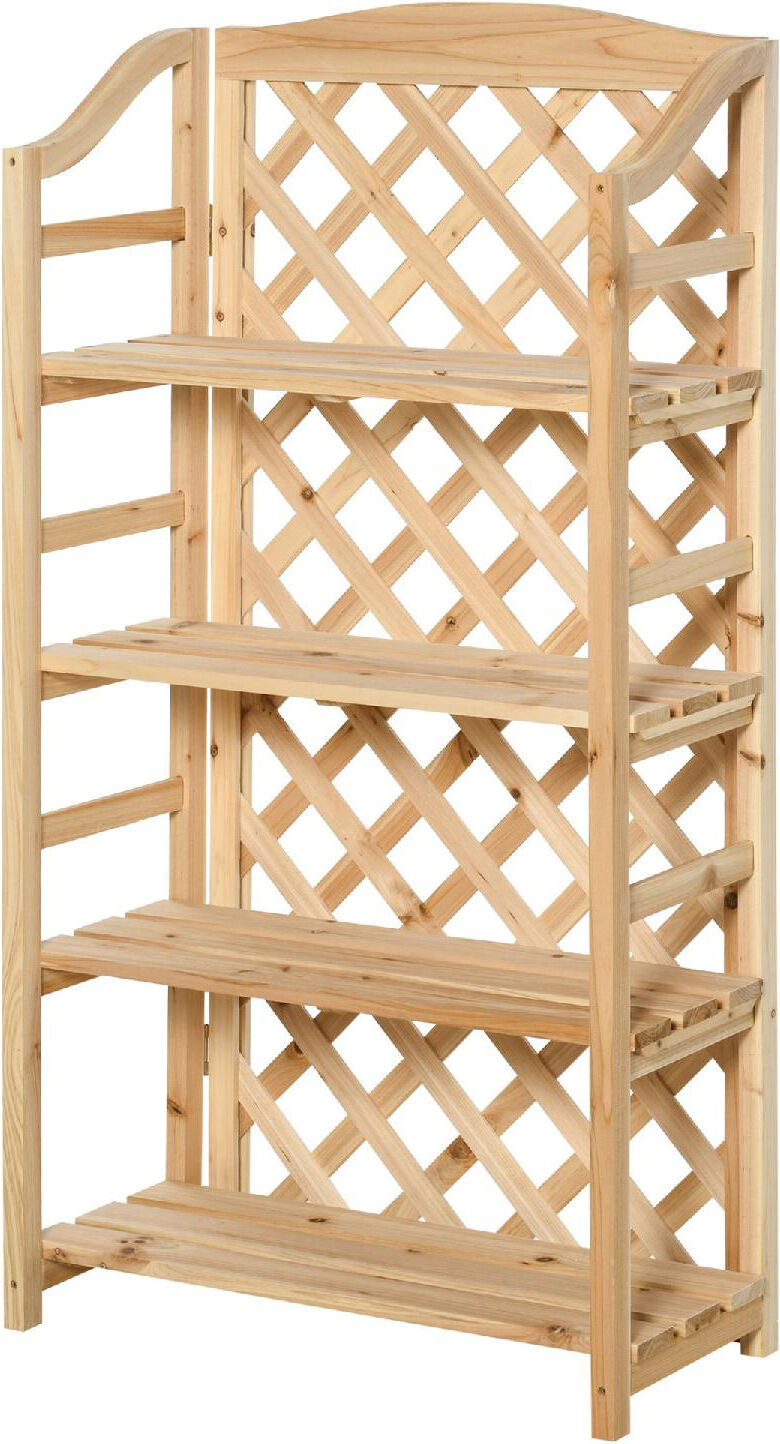 vivagarden d45445nd scaffale portapiante pieghevole con 4 mensole regolabili in legno - d45445nd