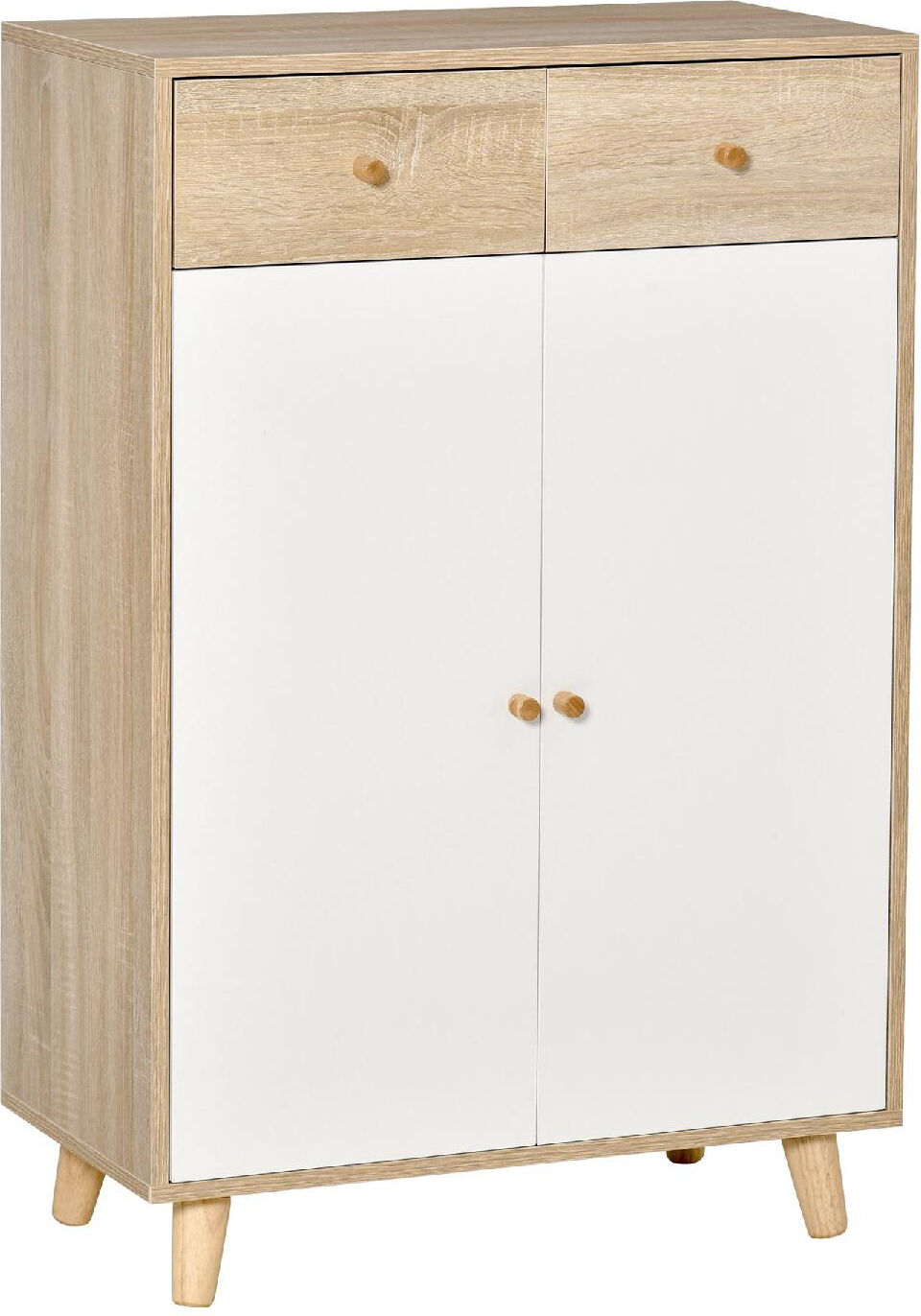 dechome 166ndek837 Mobile Scarpiera Salvaspazio Per 12 Scarpe Armadietto Con 4 Mensole E 2 Cassetti 68x35x102.5cm Color Legno E Bianco - 166ndek837