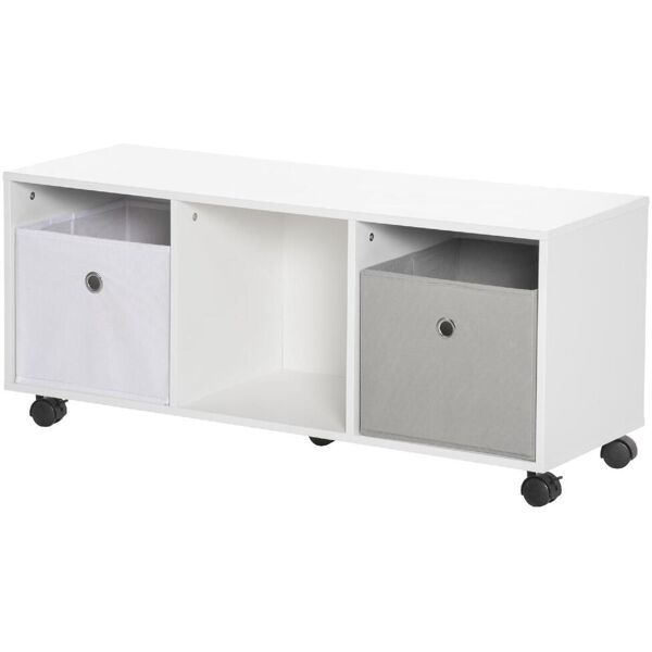 dechome 043wt311 mobiletto portagiochi per bambini 3-12 anni con ruote e salvaspazio 90x30x37.9cm bianco - 043wt311