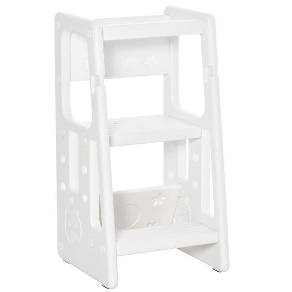 dechome 050wt312 scaletta per bambini torre montessoriana altezza regolabile 3 livelli 47x47x90 cm colore bianco - 050wt312