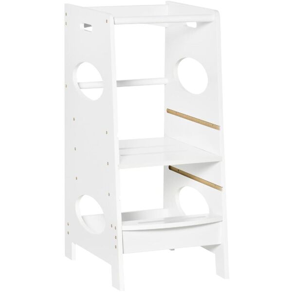 dechome 053wt312 torre montessoriana per bambini learning tower con altezza regolabile in mdf 40x50x90cm bianco - 053wt312