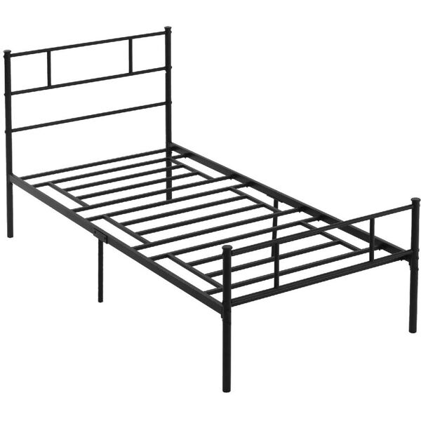 dechome 411v01831 struttura letto singolo in acciaio 90x200cm con doghe testiera e pediera nero - 411v01831