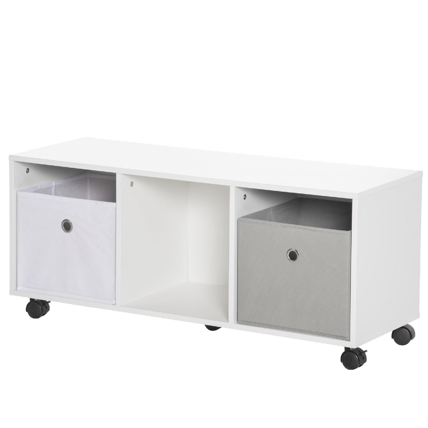 dechome 043wt311 mobiletto portagiochi per bambini 3-12 anni con ruote e salvaspazio 90x30x37.9cm bianco - 043wt311