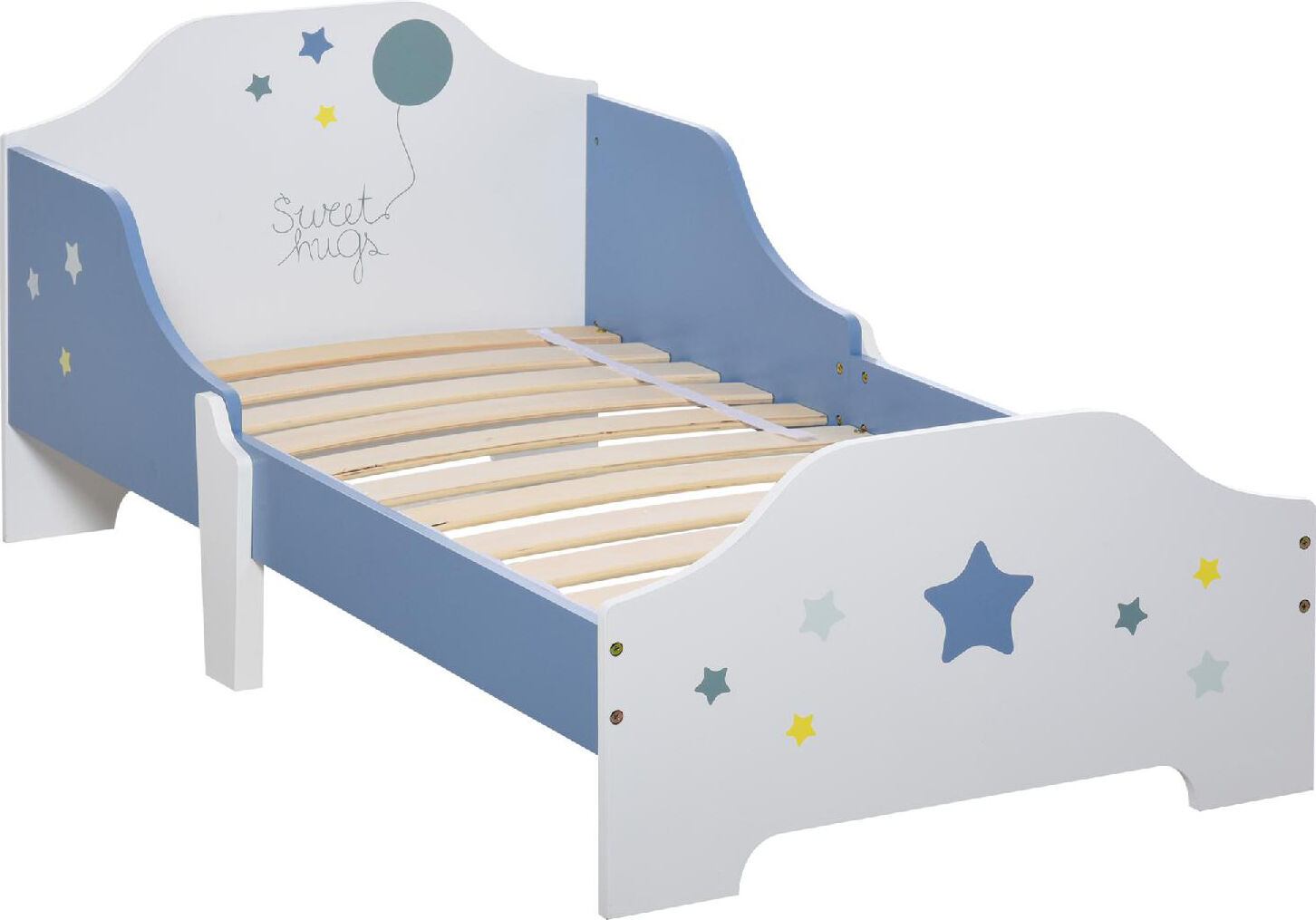 dechome 311521 letto basso per bambini di +3 anni con sponde blu e bianco - 311521