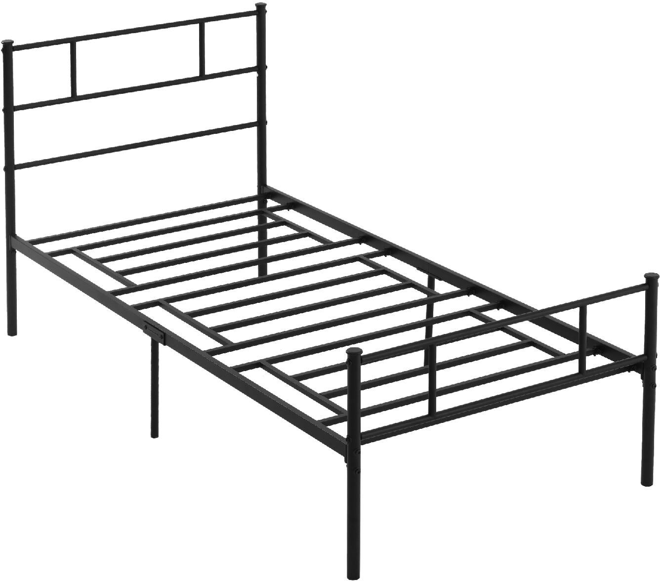 dechome 411v01831 struttura letto singolo in acciaio 90x200cm con doghe testiera e pediera nero - 411v01831