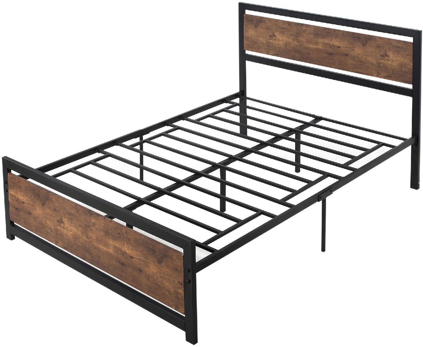 dechome 419v01831 struttura letto una piazza e mezza in legno e acciaio con doghe in stile industriale 147x208cm nero/marrone rustico - 419v01831