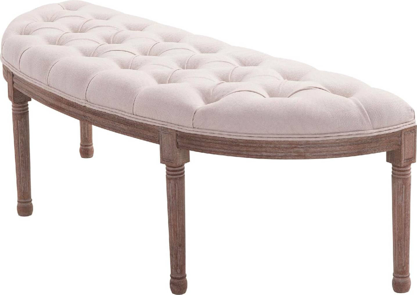 dechome 831dd8 panca fondoletto semicircolare beige stile chesterfield 140 5x51x48 cm - 831dd8