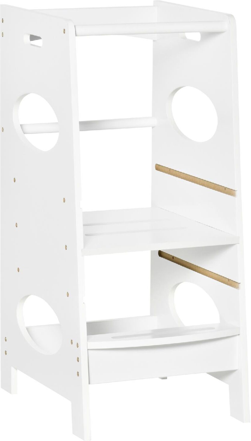 dechome 053wt312 Torre Montessoriana Per Bambini Learning Tower Con Altezza Regolabile In Mdf 40x50x90cm Bianco - 053wt312