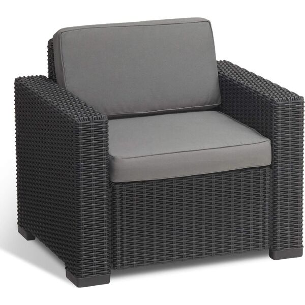 allibert 122411 poltrona da giardino set 2 pezzi in resina effetto rattan 83x68x72h cm colore grafite - california