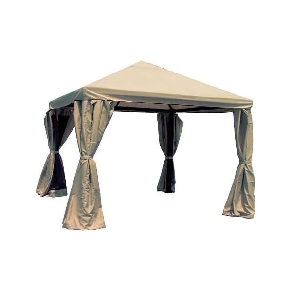 amicasa gazebo milano g2 gazebo giardino 3x3 mt in alluminio con teli laterali copertura top ecrù - milano g2