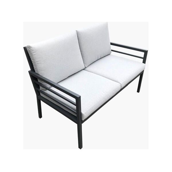 amicasa loren divano da esterno 2 posti in alluminio con cuscini 208x91x75 cm colore grigio scuro - wi806879-grey