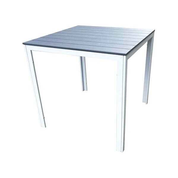 amicasa sla-78 tavolino da giardino esterno quadrato in metallo 78x78 cm colore bianco grigio milano - sla-78